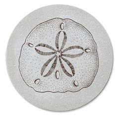 a white plate with an image of a starfish on it