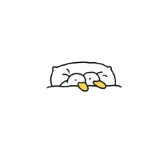 a cartoon duck sleeping on top of a pillow