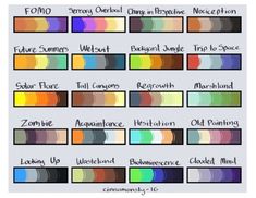 the color chart for different shades of paint