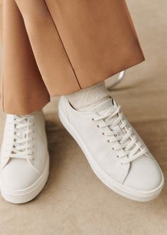 Lace-up trainers;Item made in our Portuguese atelier;Smooth leather exterior;Leather lining;Rubber outsole;Sole thickness: 2.5 cm / 1 in;Flat cotton laces Cotton Lace, Parisian Style, Smooth Leather, Baskets, Lace Up, Sneakers, Lace, Leather