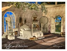 an artistic rendering of a bedroom with white furniture