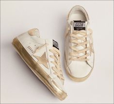 Leather Street Style, Goose Sneakers, Goose Shoes, Gold Sneakers, Golden Goose Sneakers