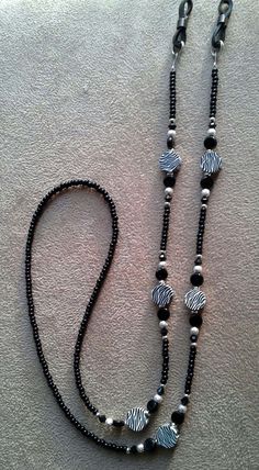 Zebra Animal Print Eyeglass Chain Handmade Beaded Web Heart, Jewelry Alternative, Spider Pendant, Zebra Animal, Sunglasses Strap