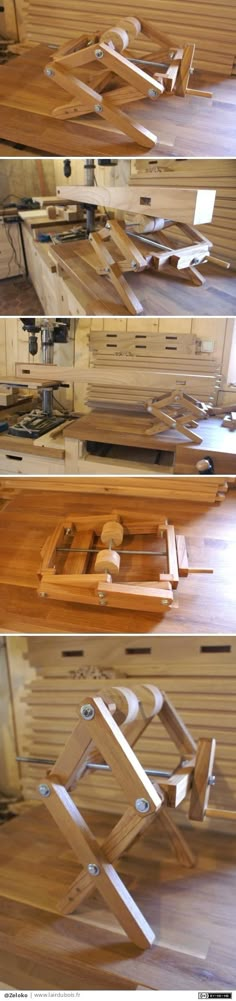 four different views of wood flooring being made in the same direction as each other