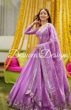 Made to Order/Measurement/Custom Order Lehenga - Color : Lavender - Fabric : Embroidered Georgette  - Fully flared paneled lehenga - Embroidered  Blouse -  Net Dupatta with Gold Border - Drawstring closure with Tassels - - It can be customize in any design or size  PLEASE NOTE: BUYERS ARE RESPONSIBLE FOR ANY CUSTOMS AND IMPORT TAXES THAT MAY APPLY. This is a made to order product. If you opt for 'Made To Measurement Option', we will provide a measurement template and you can share the measurements likewise. If you want to opt for 'Standard Size', Please refer to the size chart provided in the listing. Shipping: Standard Shipping is done by DHL ecommerce and it mostly takes 2 to 3 weeks to deliver after dispatch. Express Shipping is done by DHL express and it mostly delivers within a week a Purple Floor-length Traditional Wear For Navratri, Purple Salwar Kameez With Gota Work For Wedding, Purple Lehenga With Gota Work, Purple Gota Work Lehenga, Navratri Purple Sharara With Cutdana, Purple Cutdana Sharara For Navratri, Navratri Purple Cutdana Sharara, Purple Anarkali Style Sharara With Cutdana, Purple Traditional Drape Sharara For Reception