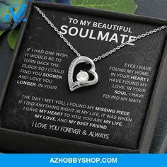 To My Beautiful Soulmate | I Have Found My Mate | Black Version | Forever Love Necklace Soulmate Necklace, Girlfriend Necklace Gift, To My Soulmate, Forever Necklace, Wife Necklace, My Soulmate, Loving Gifts, Necklace For Girlfriend, I Love You Forever