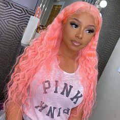 Color Lace Front Wigs, Hair Colorful, Hot Pink Hair, Blonde With Pink, Lace Front Wigs Human Hair, Pink Wig, Deep Wave Hairstyles, Wigs Human Hair, Colored Wigs