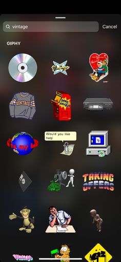 an iphone screen with various stickers on it