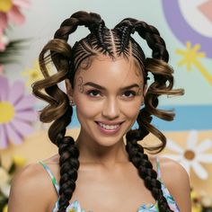 Jumbo Cornrow Braids with Curls for a Playful Look 🌸 Cornrow Braids With Curls, Jumbo Twists