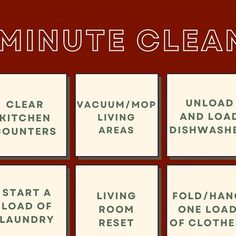 a red and white poster with the words minute cleaning on it