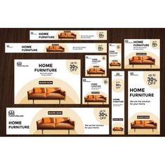 a set of four coupons with couches and furniture for sale on the table