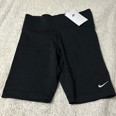 Nwt. Small. Nike Fitted Shorts, Spring Sports Biker Shorts In Black, Spring Sports Black Biker Shorts, Nike Fitted Solid Color Shorts, Fitted Black Biker Shorts For Spring, Black Sporty Biker Shorts For Spring, Black Biker Shorts For Spring, Nike Stretch Casual Biker Shorts, Casual Nike Stretch Biker Shorts