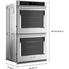 two ovens side by side with measurements