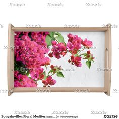 pink flowers on white background with wooden frame for wall hanging or table top art work