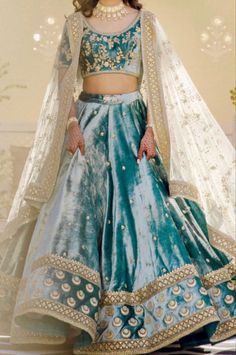 Ink Blue Lehenga, Indian Wedding Saree Collection, Velvet Wedding Lehenga, Indian Wedding Saree, Velvet Wedding, Indian Bride Outfits