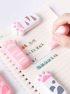 Coral and Ink's pink with dark pink stripes cat paw correction tape Correction Tapes, Cute Stationary School Supplies, Cute School Stationary, Kawaii School Supplies, Correction Tape, Cool School Supplies, Paw Design, Cute Stationary, Kawaii Accessories