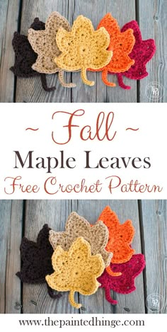 crochet fall maple leaves pattern with the text overlay