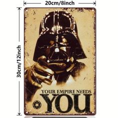 Star Wars Your Empire Needs You Metal Poster Star Wars Logos, Darth Vader Poster, Star Wars Bedroom, Mirror Decals, Star Wars Empire, Fancy Gifts, Star Wars Poster, Metal Wall Sign, Motivational Wall Art