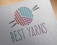 the logo for best yarns is shown on a white card with blue and pink lettering