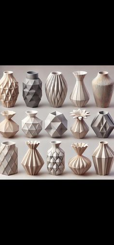 many different shapes and sizes of vases