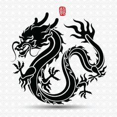 Dragon Tattoo Vector, Dragon Vector, Illustration Traditional, Dragon Chino, Dragon Chinese, Tattoo Vector, Photo Album Layout, Beast Creature, Hindu Statues