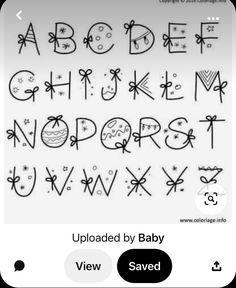 an iphone screen showing the font and numbers used in baby's handwritten alphabets