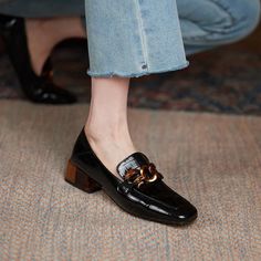 Susex Women's Chunky Heel Leather Loafer | Ultrasellershoes.com – Ultra Seller Shoes Timeless Shoes, Brand Name Shoes, Leather Loafer Shoes, Womens Chunky Heels, Chic Shoes, Only Shoes, Ladies Shoes, Leather Shoes Woman, Heeled Loafers