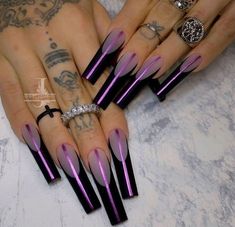 Halloween Nails Designs, Nail Art Designs 2023, Halloween Nail Art Designs, Purple Acrylic Nails, 2023 Halloween, Goth Nails, Classy Acrylic Nails, Dope Nail Designs, Nails 2023