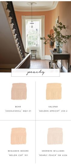 the interior paint color chart for this house is peach, and it's all in shades