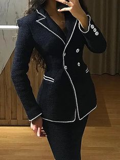 Lapel Collar Coat, Fitted Midi Skirt, Plain Jacket, Woman Suit, Church Attire, Women Church Suits, Elegant Mini Dress, Collared Jacket, Elegant Jacket