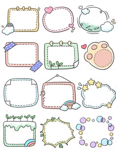 a set of cartoon speech bubbles and frames