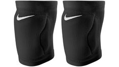 a pair of knee pads with white nike logo on the side and black fabric material