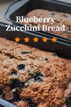 blueberry zucchini bread in a baking pan