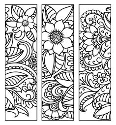 the three verticals are decorated with flowers and leaves, one is black and white