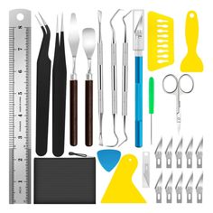 PRICES MAY VARY. 🏅VALUABLE PACKAGE CONTENT: This professional set includes 2pc tweezers, 4pc scrapper and 3pc hooks or picks, 1 stainless steel ruler 1pc blue hobby knife with safety cap, and 10pc 11#replacement knife blades.2pc Tweezers 1pc Stainless steel scissors.2pc Spatula1pc A5 black zipper bag. For easy store and carry save space. Get it all in one bag. Perfect for beginners and professional persons. 💪HIGH QUALITY: This tool is made of stainless steel, free from rust and corrosion, stro Scrapbooking Tools, Homemade Greeting Cards, Weeding Tools, Art & Craft Kit, Jewelry Making Kits, Purple Rose, Diy Homemade, Vinyl Crafts, Mod Podge