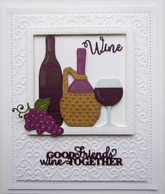 a card with wine and grapes on it