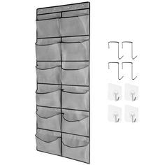 an over the door hanging organizer with six pockets