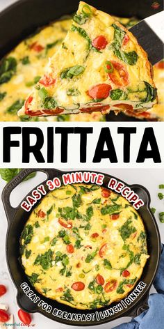there is a collage of different pictures with the words frittata