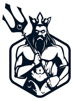 Poseidon God Logo Poseidon Logo, Poseidon God, God Logo, Sea God, Football Logos, Logo Design Free, Crazy Stuff, Logo Illustration, Design Logos