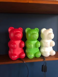 Vintage gummy bear lamp from the 90s. Sold separately, in green or white. Red has been sold. Height 30-31 cm - approximately 12". About 0.5 kilos each. The body of the bears is the same, the finish (fixture and switch) is slightly different. All bears have a fitting for E14 lamps (small fitting) and a cord with switch and plug for European use. Lamp max 15 watts. A hook on the back to hang the bear. In good vintage condition, the white bear has a flat spot on his hand. Shipments abroad are up to Gummy Bear Lamp, Bear Lamp, Lampe Vintage, Second Hand Stores, Journal Quotes, White Bear, Gummy Bear, Accent Lamp, Cute Room Decor