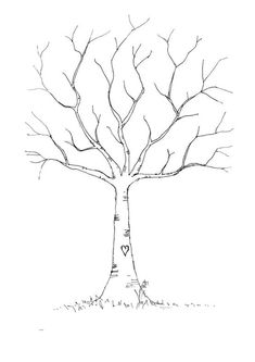 a drawing of a tree with the names of two people on it and hearts in the branches