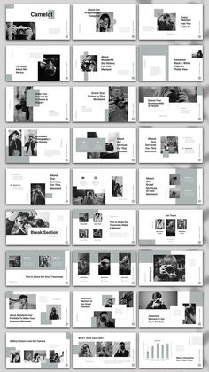 an image of a bunch of different slideshows on the same page, all in black and white