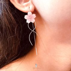 Elevate your gift-giving game with these stunning cherry blossom flower silver earrings! Experience the enchanting beauty of solid 925 sterling silver and resin pink cherry blossom flower charms, elegantly attached to long wave tassel drops on box chain ear threaders. Whether you're building your own fine jewelry collection or searching for the perfect gift, these charming earrings are sure to evoke strong emotions and add a touch of grace to any outfit. Dimensions: 2.88 x 0.66 inMaterials: 925 Strong Emotions, Cherry Blossom Flower, Ear Threader, Pink Cherry Blossom, Plum Flowers, Flower Ear, Cherry Blossom Flowers, Pink Cherry, Fine Jewelry Collection