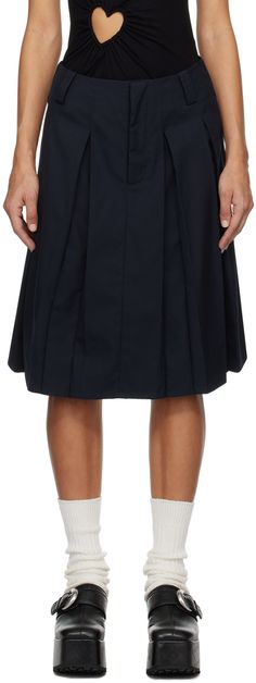 Cotton poplin skirt. Inverted box pleats throughout. · Belt loops · Zip-fly Supplier color: Black Poplin Skirt, Black Midi Skirt, Box Pleats, Pleated Midi Skirt, Cotton Poplin, Apparel Accessories, Midi Skirt, One Piece, Skirt