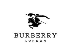 a black and white logo for burberry london, featuring a knight on horseback