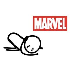 a drawing of a person laying down with the word'marvel'above them in red and white