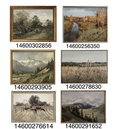 four pictures with numbers on them showing the different types of paintings in various frames and sizes