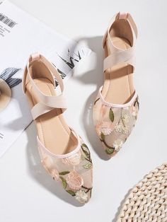 Floral Embroidery Mesh Flats Embroidery Flats, Mesh Flats, Floral Flats, Wedding Shoes Flats, Wedding Flats, Ankle Strap Flats, Women Flats, Womens Ballet Flats, Pretty Shoes