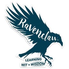 Shaped, laptop sticker featuring a blue raven with the words Ravenclaw, learning, with and wisdom. Harry Potter Vinyl, Cho Chang, Ravenclaw House, Love Of Learning, Harry Potter Ravenclaw, Marvel Daredevil, Harry Potter Merchandise, Lilo Et Stitch, Paper House