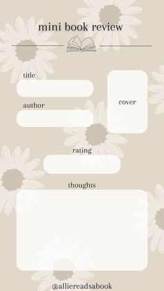 a book cover with flowers on it and the words,'mini book review '